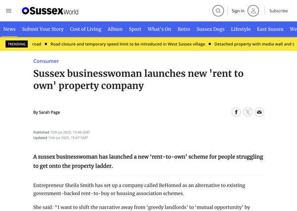 Sussex businesswoman launches new 'rent to own' property company