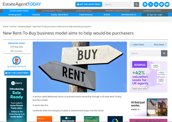 New Rent-To-Buy business model aims to help would-be purchasers