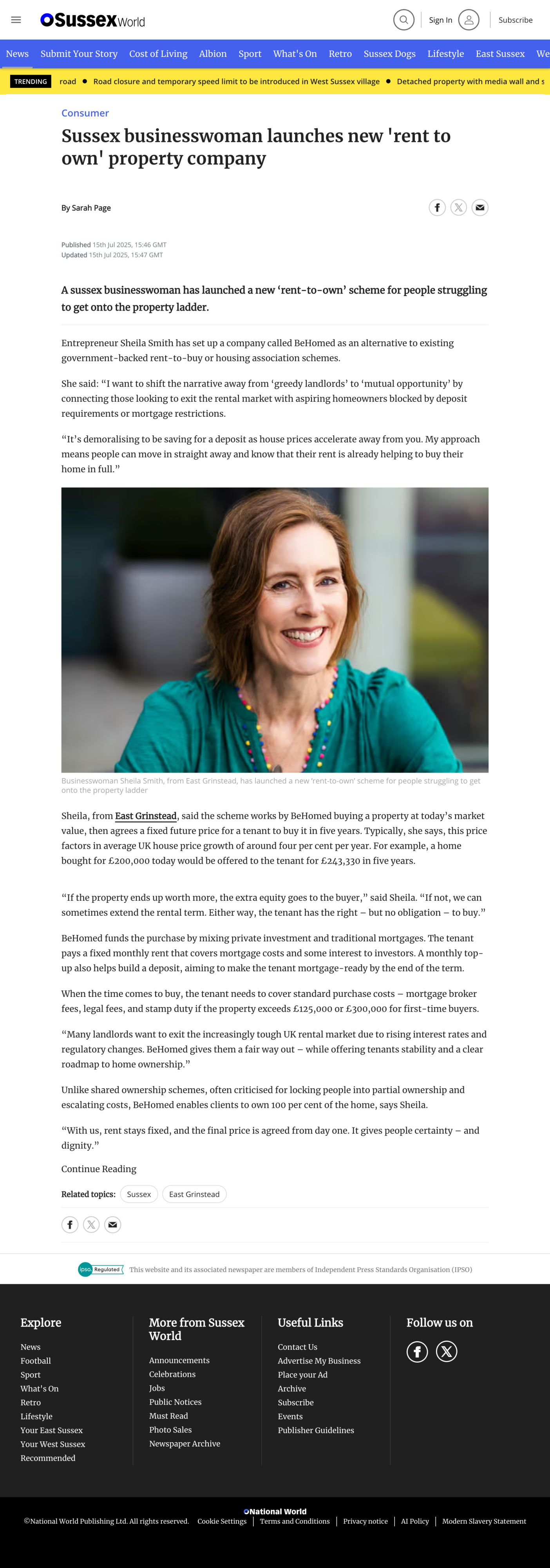 Sussex businesswoman launches new 'rent to own' property company